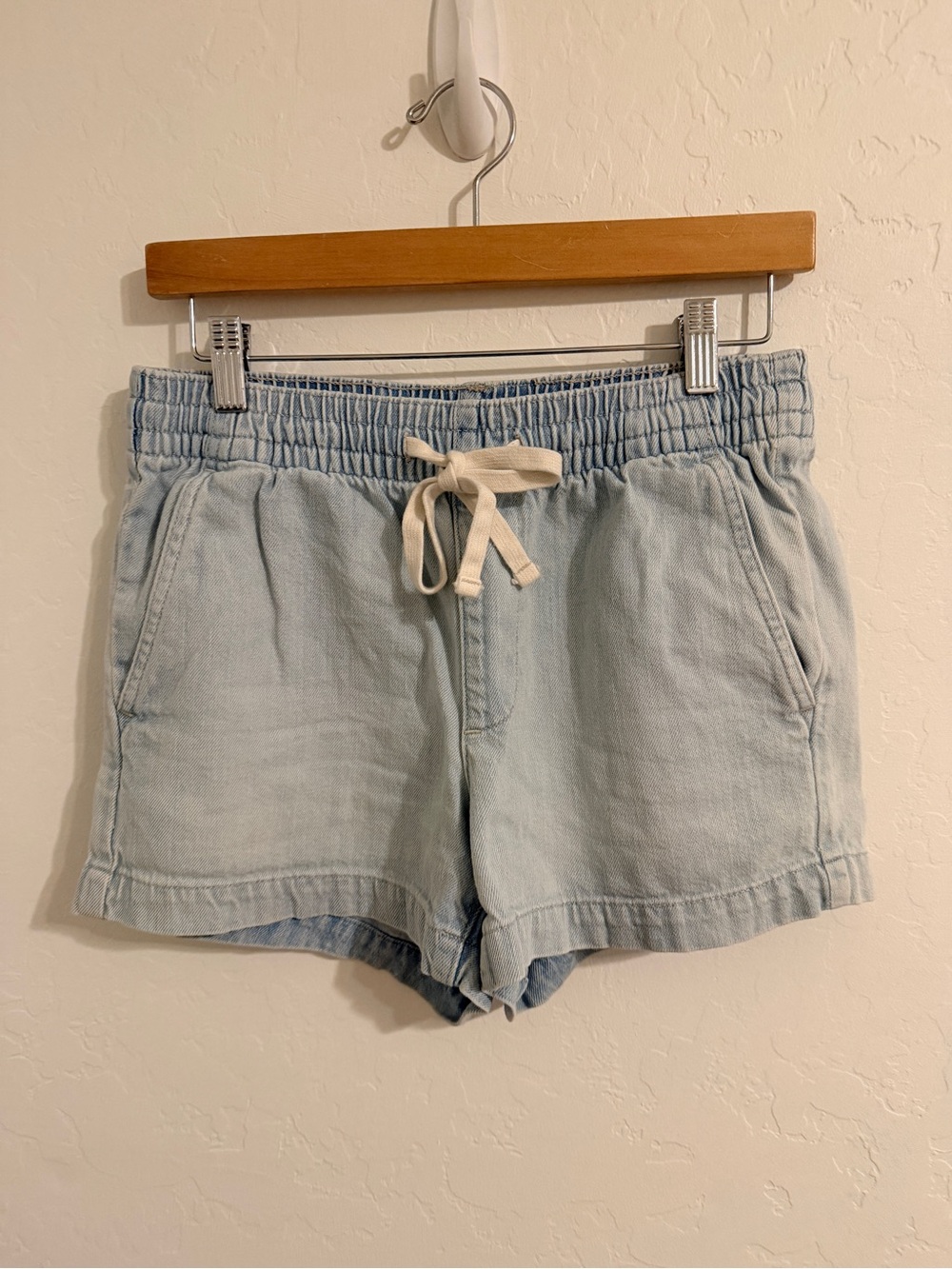 GAP Light Blue High-Waist Drawstring Denim Shorts